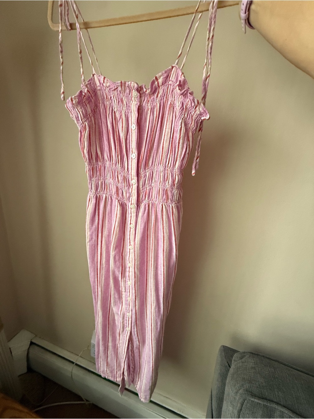 Universal Thread Pink and Cream Striped Button-Front Dress